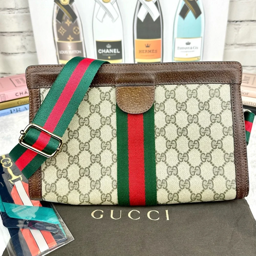 Gucci Ophidia Sherry Line Crossbody pouch Bag with strap and dust bag - Picture 1 of 11